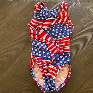MotionWear leotard. Child's XS (2-3). American flag.